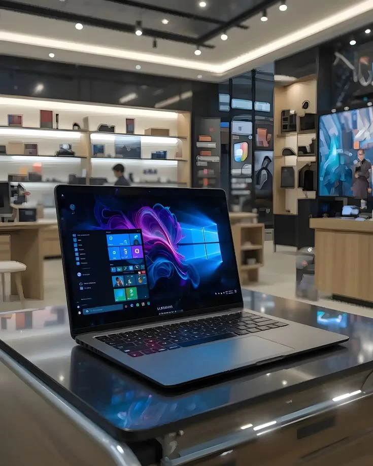 Laptops and computer equipment on display