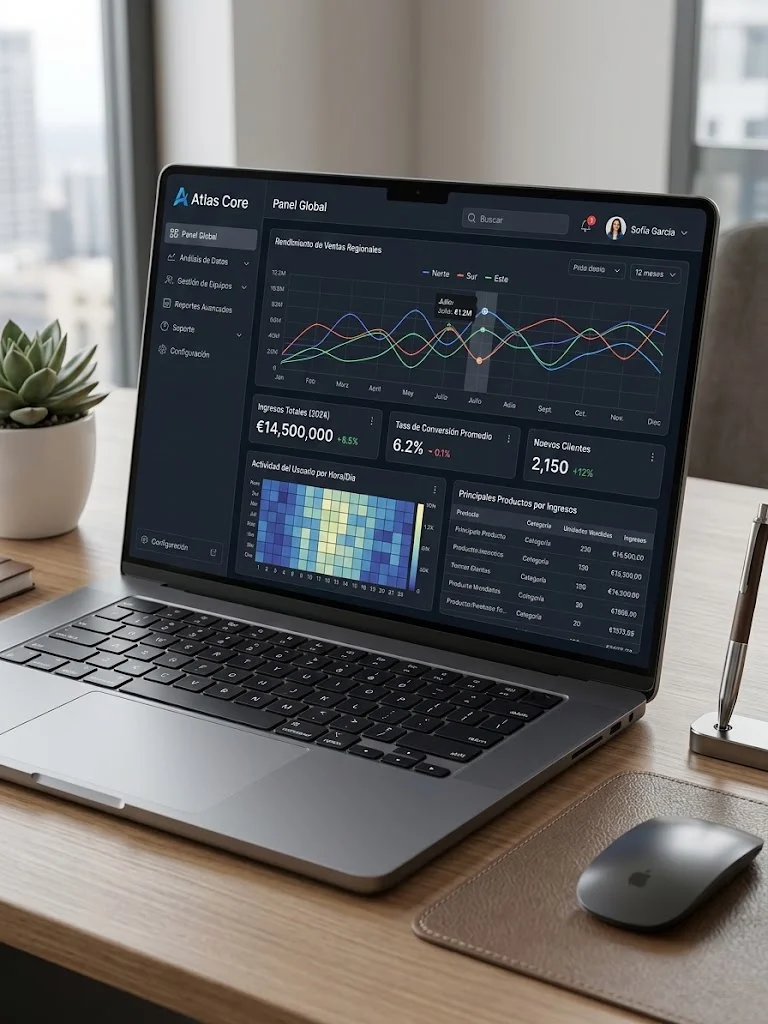 Web dashboard on a laptop